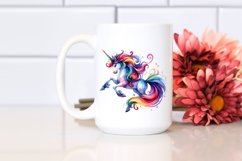 Vibrant Watercolor Drawing of Unicorn | Clipart Product Image 2