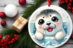 Round Christmas Ornament Sublimation|Clipart Product Image 2