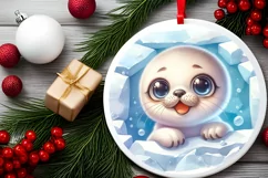 Round Christmas Ornament Sublimation|Clipart Product Image 2