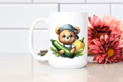 Funny Baby Bear Holding Zucchini | Sublimation | Clipart Product Image 2