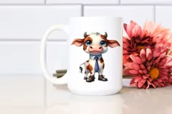 Expressive Watercolor Cow with Tie | Clipart Product Image 2