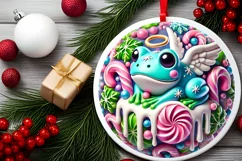 Round Christmas Ornament Sublimation|Clipart Product Image 1