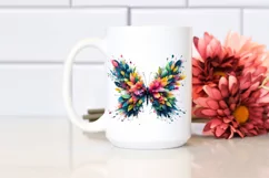 Abstract Vibrant Watercolor Butterfly with Flowers and Product Image 2