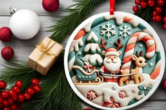 Round Christmas Ornament Sublimation|Clipart Product Image 1