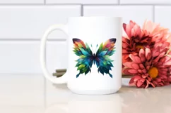 Abstract Vibrant Watercolor Butterfly with Leaves JPEG Product Image 2