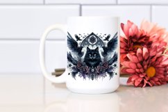 Watercolor Gothic Cat Sublimation Clipart Product Image 2