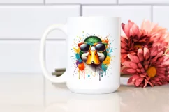 Quirky Colorful Duck Sunglasses Watercolor Product Image 2