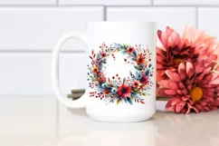 Colorful Wreath with Red Flowers Clipart Product Image 2