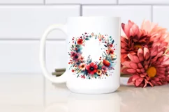Colorful Red Flowers Watercolor Wreath | Sublimation | Product Image 2