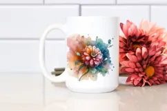 Wooden Zinnia Watercolor Clipart Product Image 2