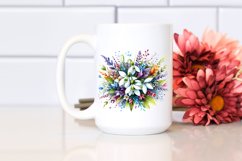 Vibrant Colorful Watercolor Buquet with Snowdrop Product Image 2