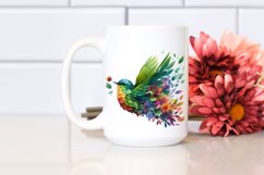 Abstract Vibrant Watercolor Bird with Flowers JPEG Product Image 2