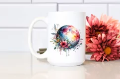 Vibrant Moon and Stars Watercolor | Sublimation | Clipart Product Image 2
