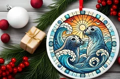 Round Christmas Ornament Sublimation|Clipart Product Image 1