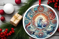 Round Christmas Ornament Sublimation|Clipart Product Image 1