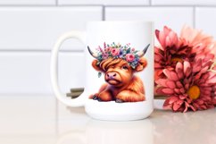 Agressive Baby Highlandcow with Floral Wreath PNG Product Image 2
