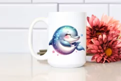 Colorful Sleepy Baby Dolphin Clipart Product Image 2