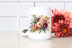 Colorful Abstract Bouquet Gold Peonies Clipart Product Image 2