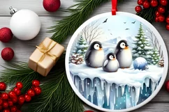 Winter Scene with Penguins Sublimation PNG Product Image 2