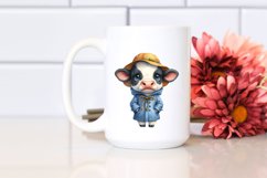 Thoughtful Baby Cow with Raincoat Clipart Product Image 2