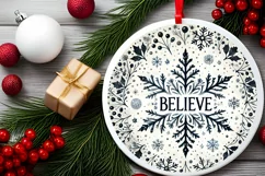 Round Christmas Ornament Sublimation|Clipart Product Image 2