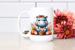 Quirky Baby Hippo with Autumn Vegetables | Sublimation | Product Image 2
