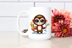 Cute Baby Monkey with Cocktails | Clipart Product Image 2