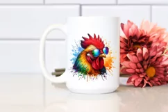 Quirky Colorful Chicken Sunglasses Watercolor Product Image 2