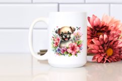 Watercolor Babydog with Rhododendron | Sublimation | Clipart Product Image 2