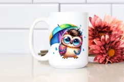 Playing Baby Owl with Umbrella, Transparent PNG Product Image 2