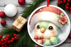 Vintage Parrot with Santa Hat Sublimation PNG Product Image 2