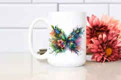 Abstract Vibrant Watercolor Butterfly with Flowers and Product Image 2