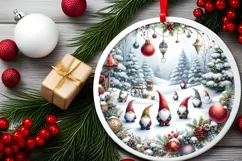 Winter Gnomes Round Ornament Sublimation PNG Product Image 2