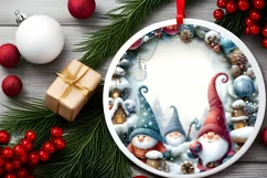 Winter Gnomes Round Ornament Sublimation PNG Product Image 2