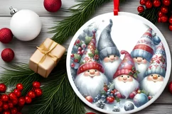 Winter Gnomes Round Ornament Sublimation PNG Product Image 2