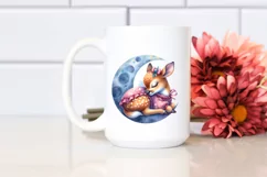 Cute Baby Deer on Moon | Sublimation | Clipart Product Image 2