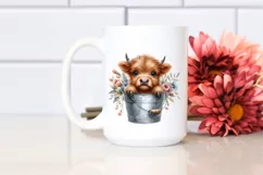 Cute Baby Highland Cow with Flowers Product Image 2