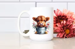 Cute Baby Highland Cow with Flowers Product Image 2