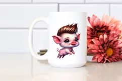 Cute Baby Pig Jumping PNG Product Image 2