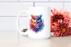 Abstract Ice Owl with Ice Flowers PNG Product Image 2