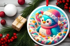 Round Christmas Ornament Sublimation|Clipart Product Image 2
