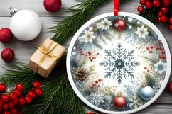 Snowflake Round Ornament Sublimation PNG Product Image 2