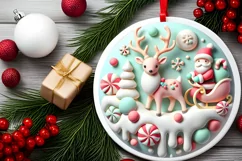 Round Christmas Ornament Sublimation|Clipart Product Image 1