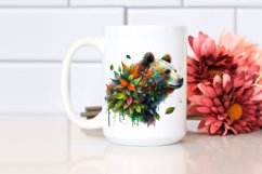 Abstract Vibrant Watercolor Bear with Leaves and Splashes Product Image 2