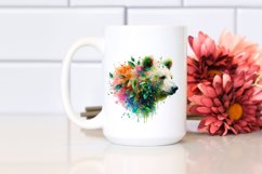 Abstract Vibrant Watercolor Bear with Leaves and Splashes Product Image 2
