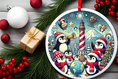 Round Christmas Ornament Sublimation|Clipart Product Image 1