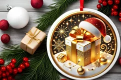 Round Christmas Ornament Sublimation|Clipart Product Image 1