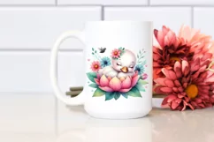 Colorful Cute Baby Swan Sleeping Flower | Sublimation Product Image 2