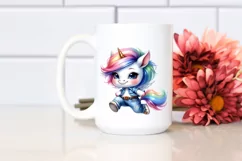 Jumping Baby Unicorn, Cute PNG Product Image 2