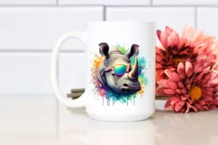 Vibrant Rhino Sunglasses Paint | Sublimation Clipart Product Image 2